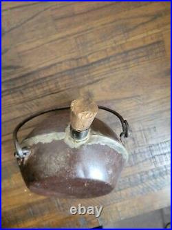 RARE SMALL TIN CONFEDERATE CIVIL WAR CAVALRY CANTEEN with BAIL HANDLE