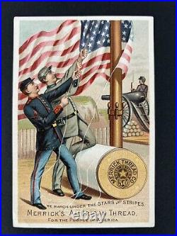RARE Union & Confederate Soldier Civil War Merrick Thread Victorian Trade Card