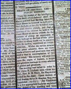 ROBERT E. LEE Civil War Confederate General COMMANDER Death 1870 South Newspaper