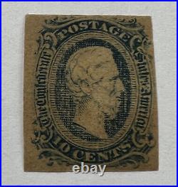 Rare 1863 1864 Confederate States Of America 10c Imperf Davis Stamp Mint Mh
