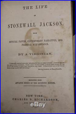 Rare! 1863 Life of STONEWALL JACKSON Civil War Confederate General CSA Near Fine