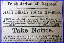 Rare 1864 Augusta GA Confederate Civil War newspaper w JEWISH SLAVE DEALER adve