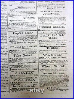 Rare 1864 Augusta GA Confederate Civil War newspaper w JEWISH SLAVE DEALER adve