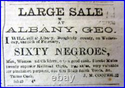 Rare 1864 Augusta GEORGIA Confederate Civil War newspaper 6 SLAVE ADS+Kinston NC