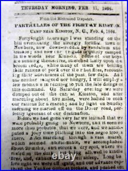 Rare 1864 Augusta GEORGIA Confederate Civil War newspaper 6 SLAVE ADS+Kinston NC