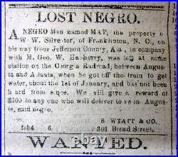 Rare 1864 Augusta GEORGIA Confederate Civil War newspaper 6 SLAVE ADS+Kinston NC