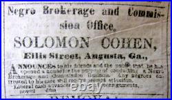 Rare 1864 Augusta GEORGIA Confederate Civil War newspaper 6 SLAVE ADS+Kinston NC