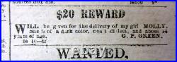 Rare 1864 Augusta GEORGIA Confederate Civil War newspaper 6 SLAVE ADS+Kinston NC