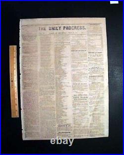 Rare 1864 CONFEDERATE Newspaper with William T. Sherman's Georgia March to Sea