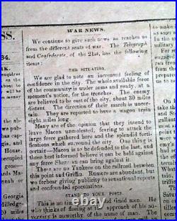 Rare 1864 CONFEDERATE Newspaper with William T. Sherman's Georgia March to Sea