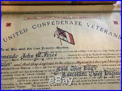 Rare 1913 United Confederate Veterans Promotion Cert. Withorig Ship Tube Civil War
