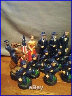 Rare 1994 Dhm CIVIL War Confederate Porcelain Chess Set