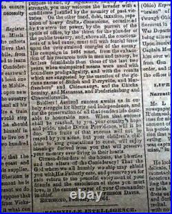 Rare ATLANTA GA Georgia CONFEDERATE Memphis TN Civil War 1864 Old Newspaper