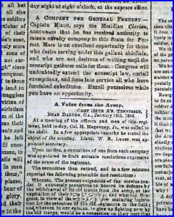 Rare ATLANTA GA Georgia CONFEDERATE Memphis TN Civil War 1864 Old Newspaper