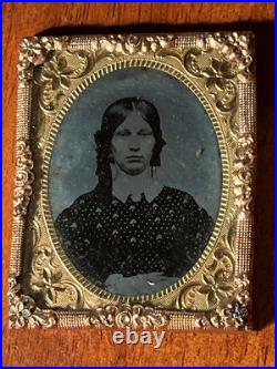 Rare Antique Victorian Ambrotype Tintype Young Woman Civil War Confederate LOOK