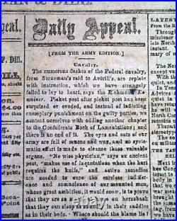 Rare Atlanta GA Georgia Confederate Memphis TN Civil War 1864 Original Newspaper