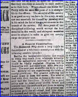 Rare Atlanta GA Georgia Confederate Memphis TN Civil War 1864 Original Newspaper