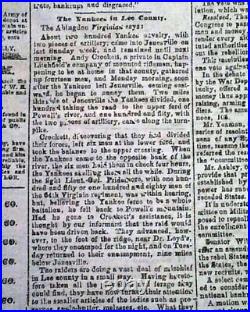 Rare Atlanta GA Georgia Confederate Memphis TN Civil War 1864 Original Newspaper