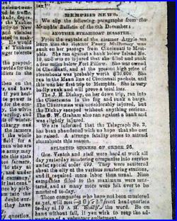 Rare Atlanta GA Georgia Confederate Memphis TN Civil War 1864 Original Newspaper