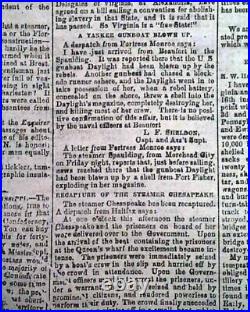 Rare Atlanta GA Georgia Confederate Memphis TN Civil War 1864 Original Newspaper