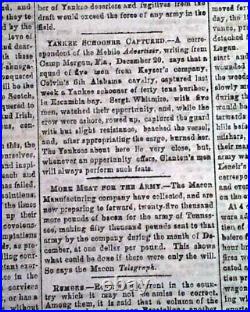 Rare Atlanta GA Georgia Confederate Memphis TN Civil War 1864 Original Newspaper