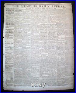 Rare Atlanta GA Georgia Confederate Memphis TN Civil War 1864 old Newspaper