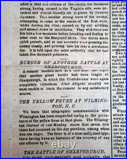 Rare BATTLE OF ANTIETAM Sharpsburg Civil War Confederate 1862 Richmond Newspaper