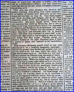 Rare BATTLE OF ANTIETAM Sharpsburg Civil War Confederate 1862 Richmond Newspaper