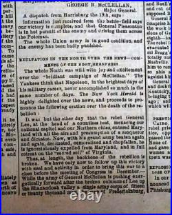 Rare BATTLE OF ANTIETAM Sharpsburg Civil War Confederate 1862 Richmond Newspaper