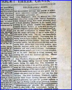 Rare BATTLE OF ANTIETAM Sharpsburg Civil War Confederate 1862 Richmond Newspaper