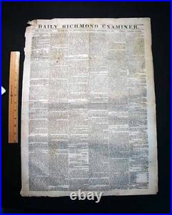 Rare BATTLE OF ANTIETAM Sharpsburg Civil War Confederate 1862 Richmond Newspaper