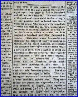 Rare BATTLE OF ANTIETAM Sharpsburg Civil War Confederate 1862 Richmond Newspaper