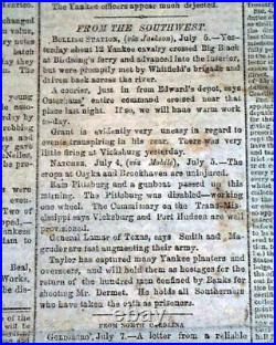 Rare BATTLE OF GETTYSBURG Confederate Capital Richmond VA Civil War 1863 Newspa