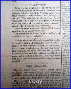 Rare BATTLE OF GETTYSBURG Confederate Capital Richmond VA Civil War 1863 Newspa