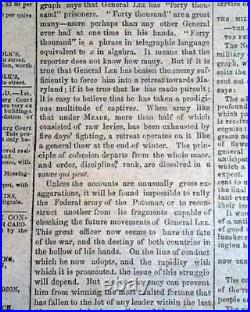 Rare BATTLE OF GETTYSBURG Confederate Capital Richmond VA Civil War 1863 Newspa