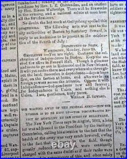 Rare BATTLE OF GETTYSBURG Confederate Capital Richmond VA Civil War 1863 Newspa