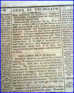 Rare CONFEDERATE Battle of Antietam Sharpsburg Maryland 1862 Civil War Newspaper