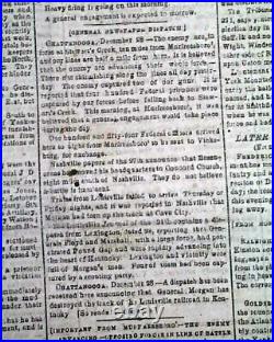 Rare CONFEDERATE Battle of Fredericksburg Union Defeat 1862 Civil War Newspaper