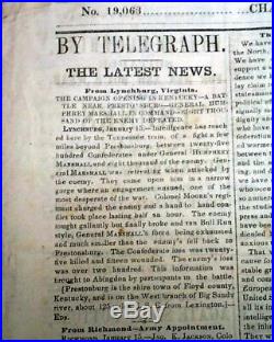 Rare CONFEDERATE Battle of Middle Creek Kentucky 1862 Old Civil War Newspaper
