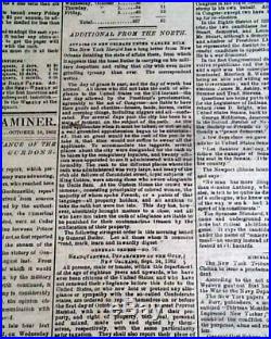 Rare CONFEDERATE CAPITAL with Braxton Bragg in Kentucky Civil War 1862 Newspaper