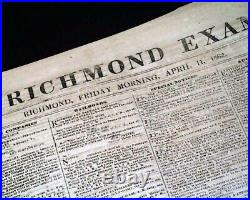 Rare CONFEDERATE CAPITAL with Jefferson Davis & Shiloh Civil War 1862 VA Newspaper