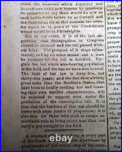 Rare CONFEDERATE CAPITAL with Jefferson Davis & Shiloh Civil War 1862 VA Newspaper