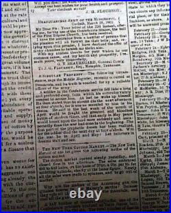 Rare CONFEDERATE CAPITAL with Jefferson Davis & Shiloh Civil War 1862 VA Newspaper