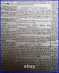 Rare CONFEDERATE CAPITAL with Jefferson Davis & Shiloh Civil War 1862 VA Newspaper