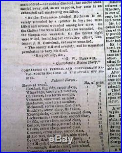 Rare CONFEDERATE Capital Battle of Mobile Bay Alabama 1864 Civil War Newspaper