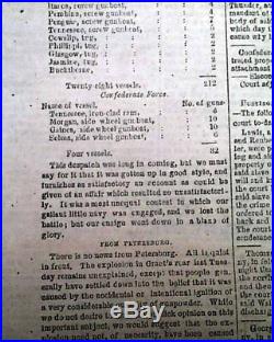 Rare CONFEDERATE Capital Battle of Mobile Bay Alabama 1864 Civil War Newspaper