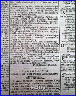 Rare CONFEDERATE Capital Battle of Mobile Bay Alabama 1864 Civil War Newspaper