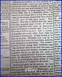 Rare CONFEDERATE Capital Battle of Mobile Bay Alabama 1864 Civil War Newspaper