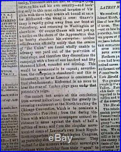 Rare CONFEDERATE Capital Battle of Mobile Bay Alabama 1864 Civil War Newspaper