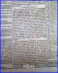 Rare CONFEDERATE Capital of the Confederacy 1862 RICHMOND VA Civil War Newspaper